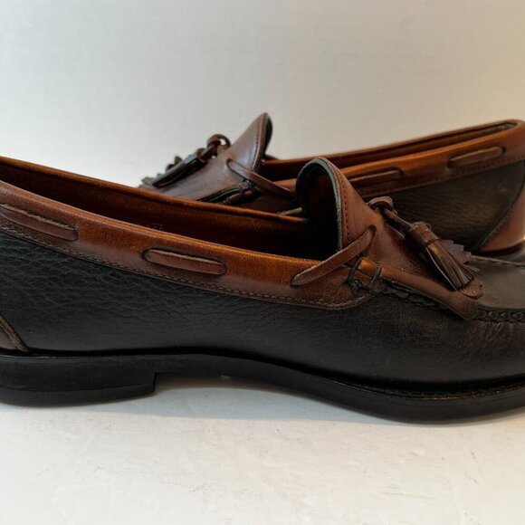 Allen‎ Edmonds Nashua Tassel Kiltie Leather Loafers Black Brown Shoes Mens 9.5 D main image 9
